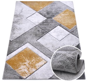 Dywan Nowoczesny Geometryczny Szaro Żółty Soft 06