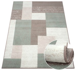 Dywan Nowoczesny Patchwork Beżowy / Zielony Beta 03