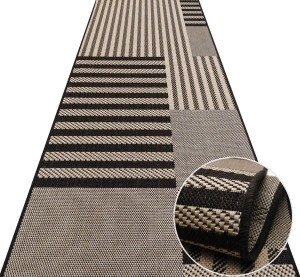 Chodnik Sznurkowy Geometryczny Beżowo Brązowy Jeans 03